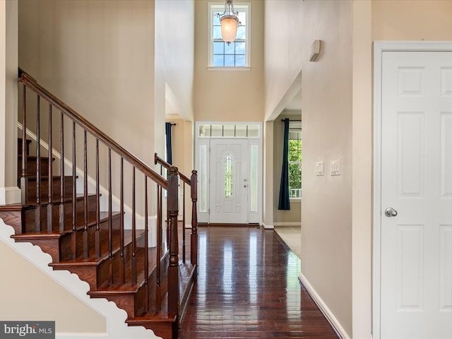 114 Renee Ln, Winchester, VA 22602 - entrance foyer with hardwood / wood-style floors, a high ceiling, and stairway