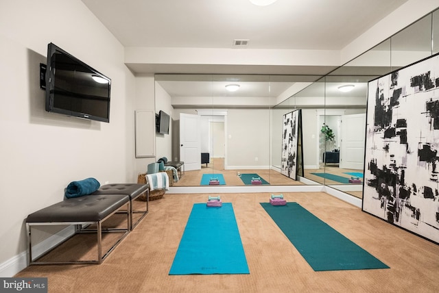 2407 N Nelson St, Arlington, VA 22207 - workout room with carpet flooring and baseboards