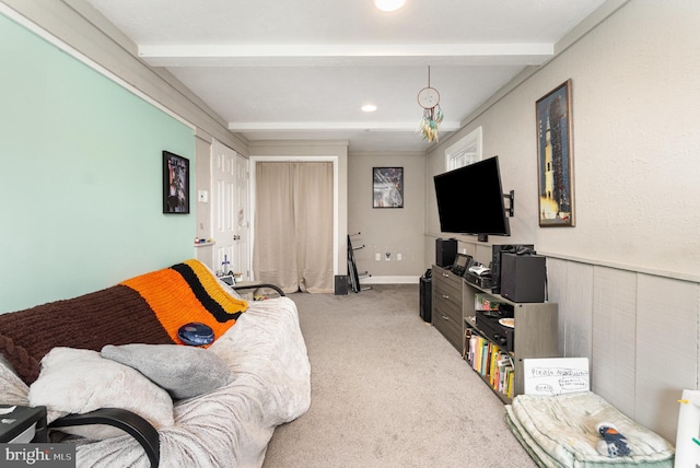 30 Bunker Ln, Etters, PA 17319 - carpeted living room with beamed ceiling and recessed lighting