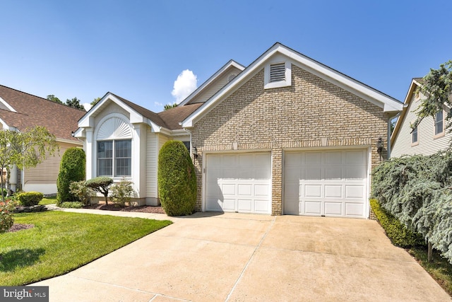 57 Harwood Rd, Monroe Township, NJ 08831 - view of front of house featuring brick siding, a front yard, an attached garage, and driveway