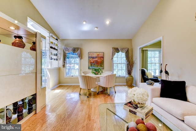 57 Harwood Rd, Monroe Township, NJ 08831 - living room with lofted ceiling, healthy amount of natural light, wood finished floors, and recessed lighting