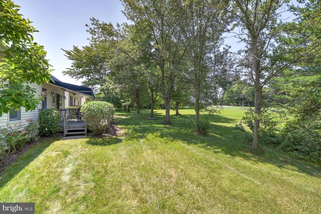 57 Harwood Rd, Monroe Township, NJ 08831 - view of grassy yard featuring a deck