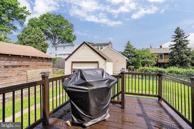 53 Ackerman Ave, Saddle Brook, NJ 07663 - wooden deck with grilling area and a fenced backyard