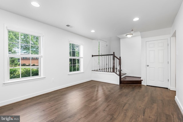 9 Fila Way, Sparks Glencoe, MD 21152 - unfurnished room featuring dark wood-style flooring, plenty of natural light, stairway, and recessed lighting