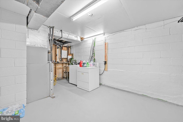 12329 La Plata St, Silver Spring, MD 20904 - unfinished basement with independent washer and dryer and concrete block wall