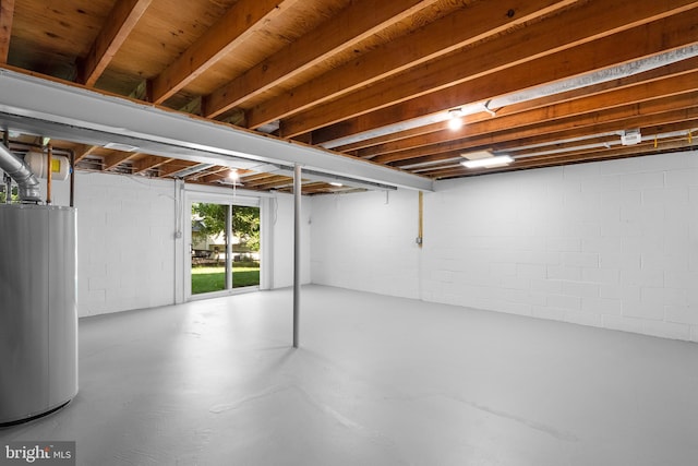 203 Watts Branch Pkwy, Rockville, MD 20850 - basement featuring gas water heater and concrete block wall