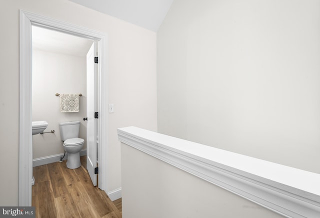 33 Main St, Pilesgrove, NJ 08098 - bathroom featuring wood finished floors and vaulted ceiling