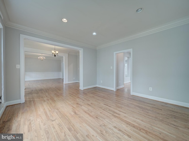 8429 Link Hills Loop, Gainesville, VA 20155 - unfurnished room with a chandelier, crown molding, light wood finished floors, and recessed lighting