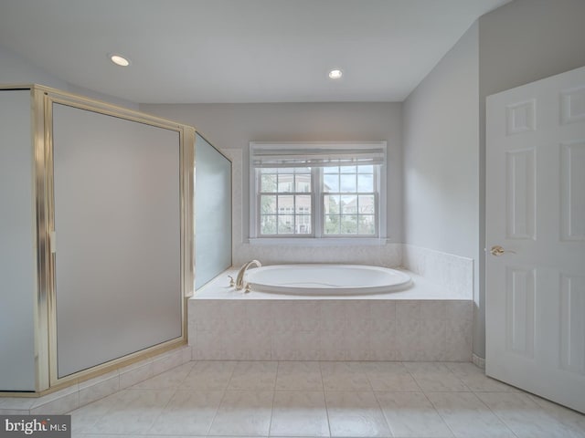 8429 Link Hills Loop, Gainesville, VA 20155 - full bathroom featuring a garden tub, a shower stall, recessed lighting, and tile patterned floors