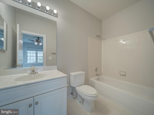 8429 Link Hills Loop, Gainesville, VA 20155 - full bath featuring tile patterned flooring, vanity, bathtub / shower combination, and a ceiling fan