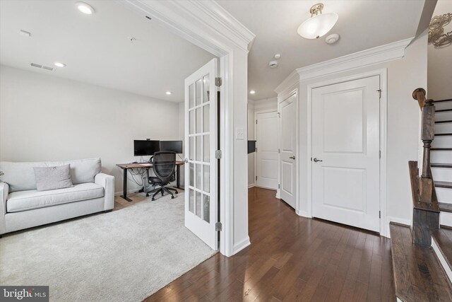 515 Quarry Point Rd, Malvern, PA 19355 - office area with hardwood / wood-style flooring, recessed lighting, and french doors