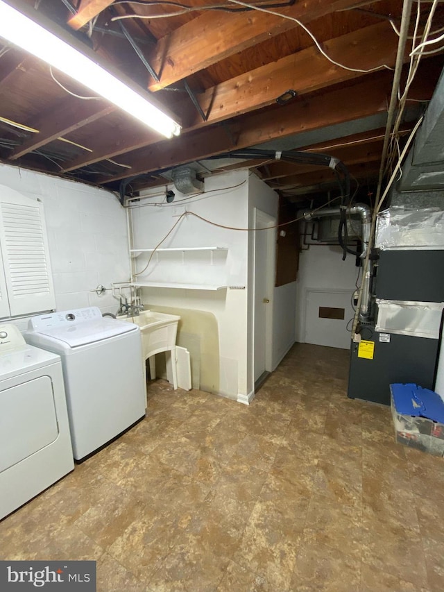 6313 Bardu Ave, Springfield, VA 22152 - unfinished basement featuring separate washer and dryer and heating unit