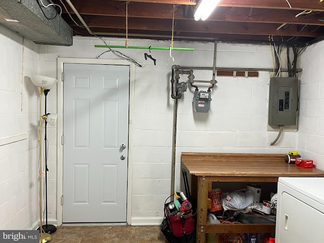6313 Bardu Ave, Springfield, VA 22152 - unfinished basement featuring electric panel and gas meter