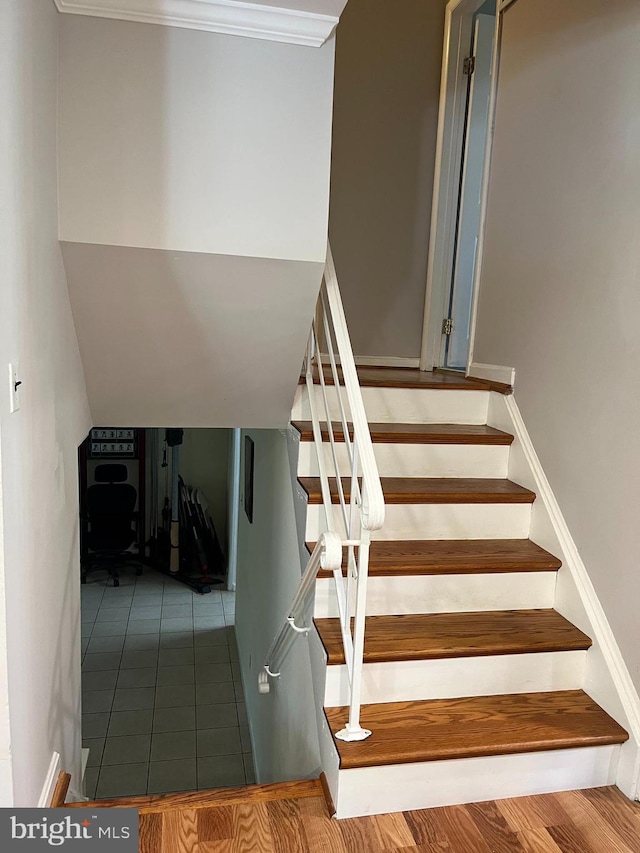 6313 Bardu Ave, Springfield, VA 22152 - staircase featuring tile patterned flooring and baseboards
