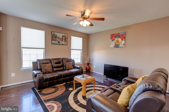 2018 Silver Bell Ct, Culpeper, VA 22701 - living room with ceiling fan, healthy amount of natural light, and wood-type flooring