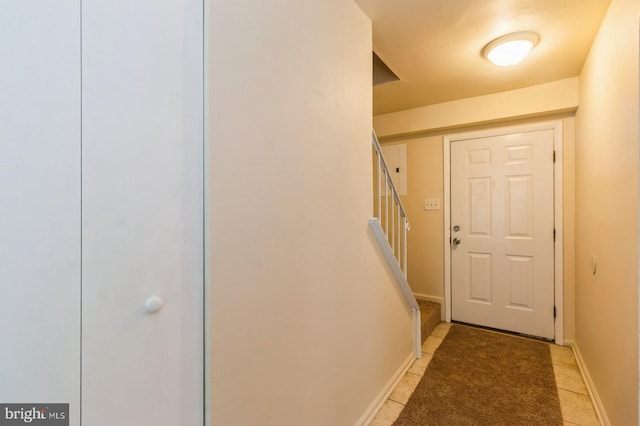 46 Hampshire Rd, Sicklerville, NJ 08081 - entryway with stairway and light tile patterned floors