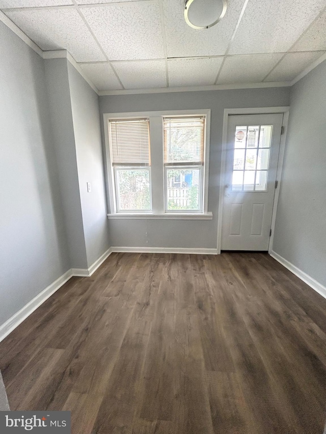 533 Franklin St, West Reading, PA 19611 - unfurnished room featuring a drop ceiling, dark wood finished floors, and crown molding