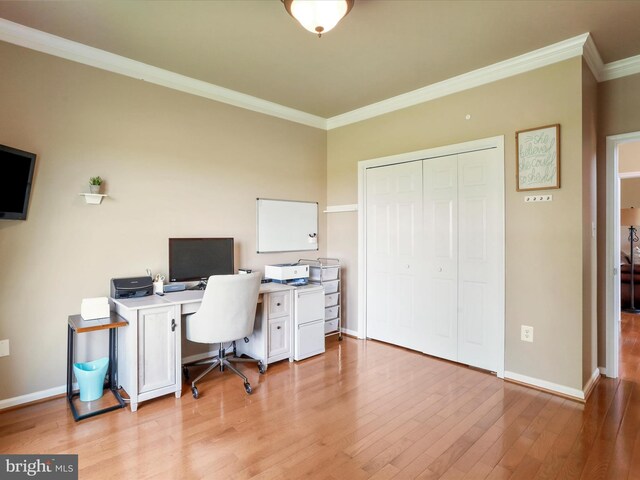 22124 Whitestone Ct, Smithsburg, MD 21783 - office with ornamental molding and light wood-style flooring