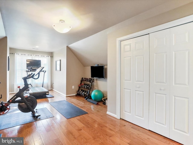 22124 Whitestone Ct, Smithsburg, MD 21783 - exercise room with baseboards and wood finished floors
