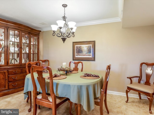 22124 Whitestone Ct, Smithsburg, MD 21783 - dining area featuring a chandelier and ornamental molding