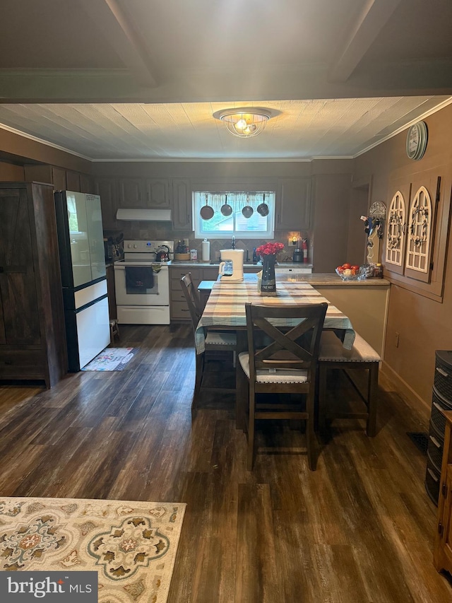 352 Almond Rd, Pittsgrove, NJ 08318 - dining area featuring dark wood-style floors and crown molding