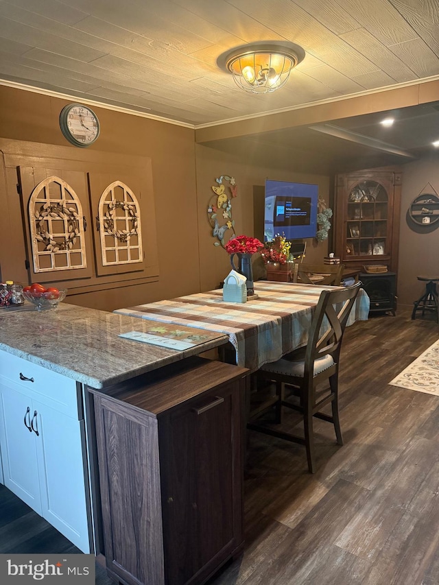 352 Almond Rd, Pittsgrove, NJ 08318 - dining area featuring dark wood finished floors and ornamental molding