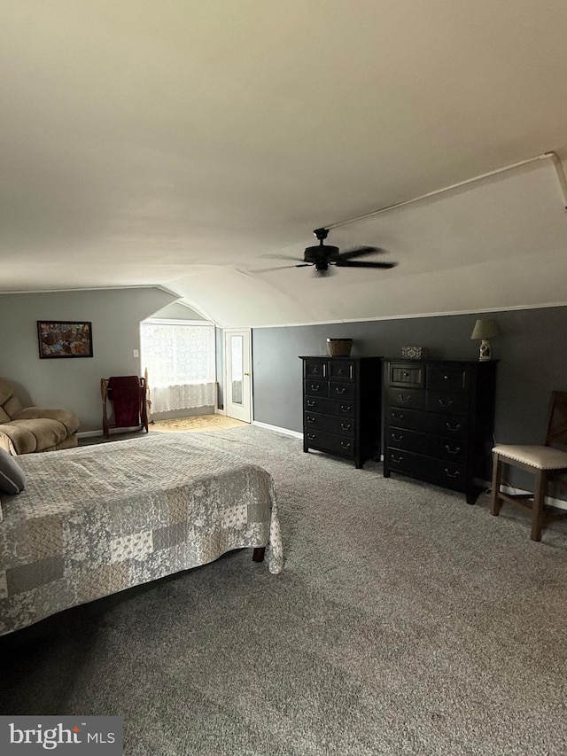 352 Almond Rd, Pittsgrove, NJ 08318 - bedroom with lofted ceiling, carpet, and a ceiling fan