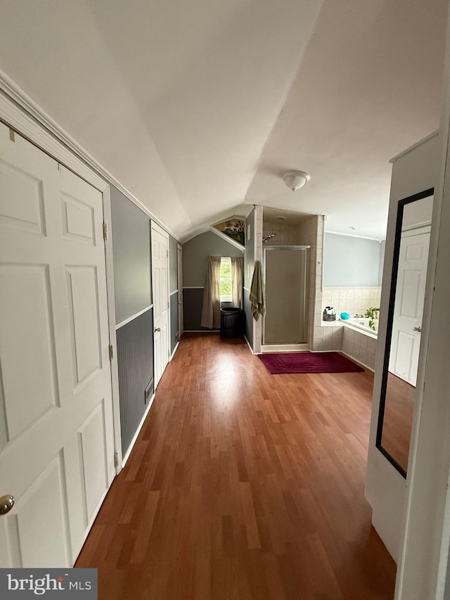352 Almond Rd, Pittsgrove, NJ 08318 - corridor featuring wood finished floors and lofted ceiling
