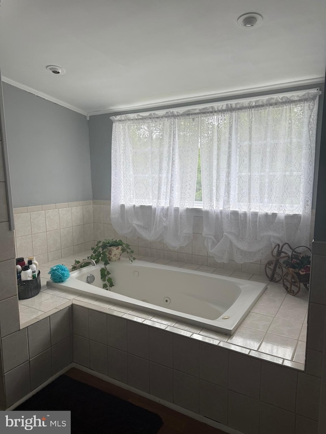 352 Almond Rd, Pittsgrove, NJ 08318 - bathroom featuring a jetted tub and ornamental molding