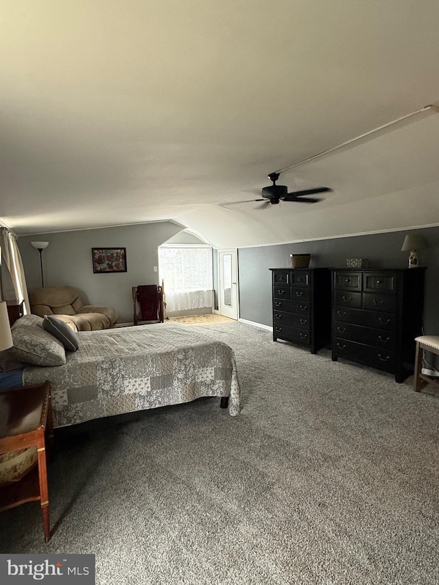 352 Almond Rd, Pittsgrove, NJ 08318 - carpeted bedroom with lofted ceiling and ceiling fan