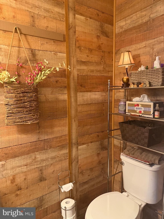 352 Almond Rd, Pittsgrove, NJ 08318 - bathroom with wood walls and toilet