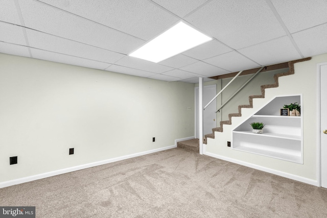 643 Meadow Branch Rd, Westminster, MD 21158 - finished below grade area featuring carpet flooring, stairway, and a drop ceiling