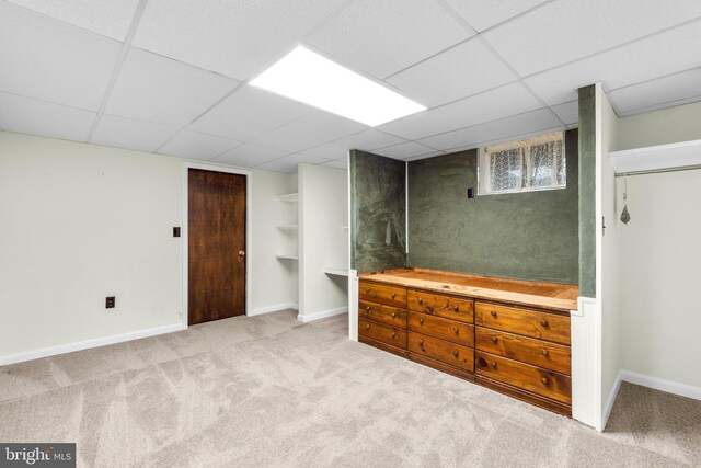 643 Meadow Branch Rd, Westminster, MD 21158 - below grade area featuring carpet and a paneled ceiling