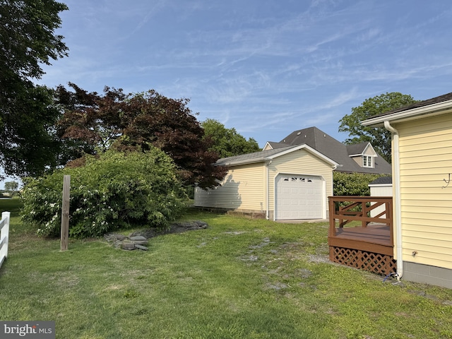 313 W Third St, Camden Wyoming, DE 19934 - view of green lawn with a wooden deck and an outdoor structure