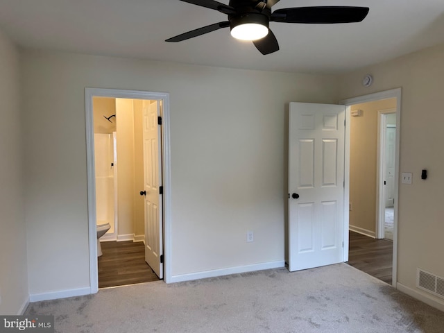 313 W Third St, Camden Wyoming, DE 19934 - unfurnished bedroom featuring carpet, connected bathroom, and ceiling fan