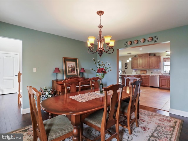 647 Warm Spring Rd, Chambersburg, PA 17202 - dining space with a chandelier and light wood-style floors