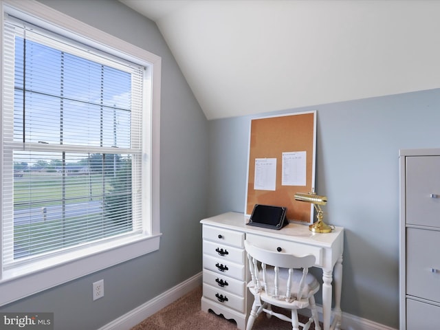 647 Warm Spring Rd, Chambersburg, PA 17202 - carpeted office featuring lofted ceiling and baseboards
