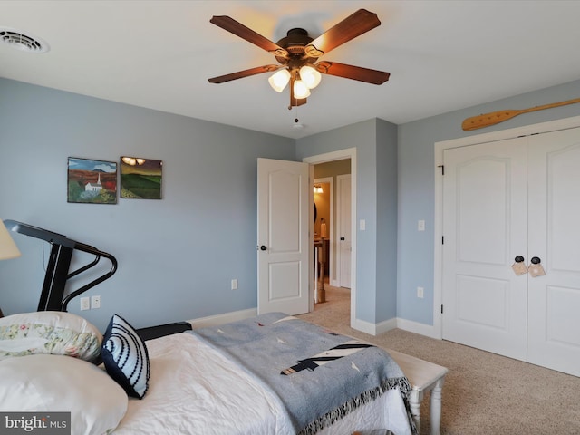 647 Warm Spring Rd, Chambersburg, PA 17202 - bedroom featuring light carpet, a closet, and ceiling fan