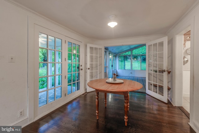 1801 Stringtown Rd, Sparks Glencoe, MD 21152 - dining space with crown molding, wood finished floors, and french doors
