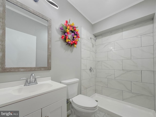 1180 Cleveland St, Baltimore, MD 21230 - bathroom with vanity, tiled shower, and ornamental molding