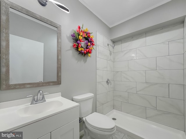 1180 Cleveland St, Baltimore, MD 21230 - full bathroom with vanity, a tile shower, and crown molding