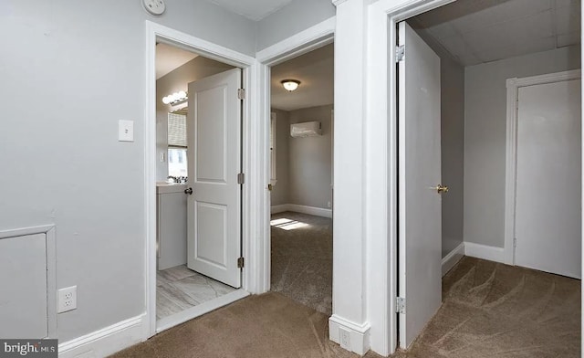 332 E Conestoga Rd, Wayne, PA 19087 - hall with carpet and a wall mounted air conditioner