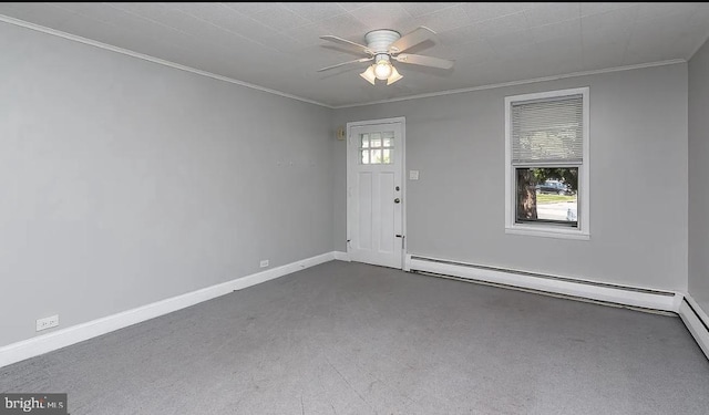 332 E Conestoga Rd, Wayne, PA 19087 - carpeted foyer with crown molding, ceiling fan, and a baseboard heating unit