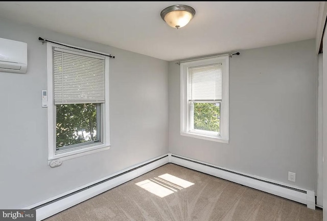 332 E Conestoga Rd, Wayne, PA 19087 - carpeted empty room with a wall mounted AC and a baseboard radiator