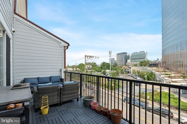 406 Regatta Dr, Philadelphia, PA 19146 - balcony featuring an outdoor living space and a view of city