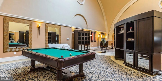 406 Regatta Dr, Philadelphia, PA 19146 - recreation room with pool table and high vaulted ceiling