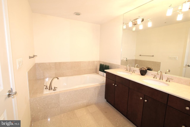 12500 Park Potomac Ave Unit 409, Potomac, MD 20854 - bathroom with a garden tub, double vanity, and tile patterned floors