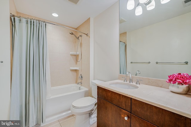 12500 Park Potomac Ave Unit 409, Potomac, MD 20854 - bathroom featuring vanity, shower / bath combo with shower curtain, and tile patterned floors
