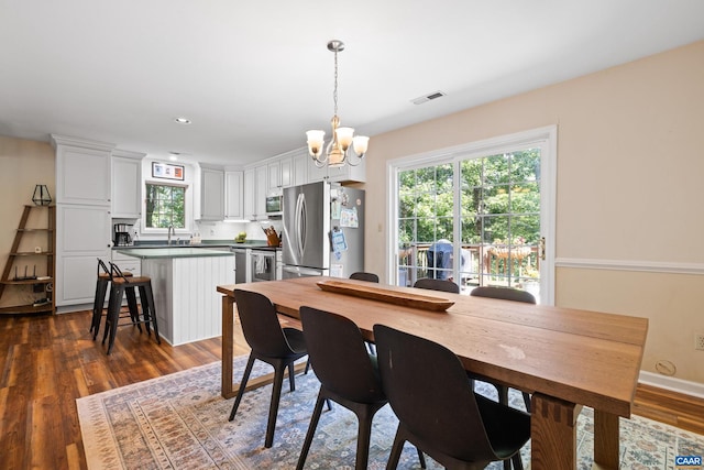 295 Homestead Ln, Charlottesville, VA 22902 - dining space with a chandelier, healthy amount of natural light, dark wood finished floors, and recessed lighting