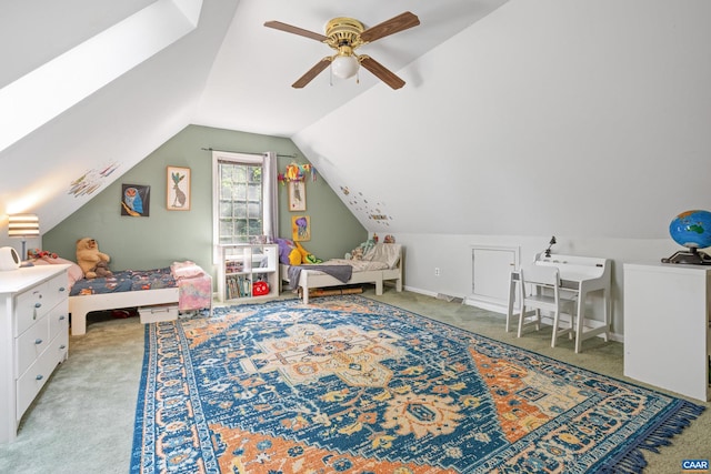 295 Homestead Ln, Charlottesville, VA 22902 - bedroom with light colored carpet, vaulted ceiling, and ceiling fan